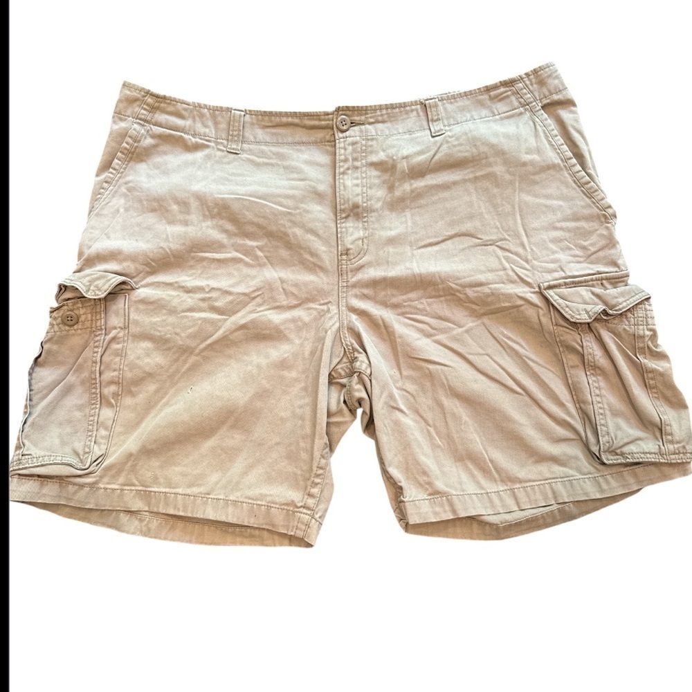 🔴 Faded Glory Men's Beige Cargo Shorts Big & Tall Size 46